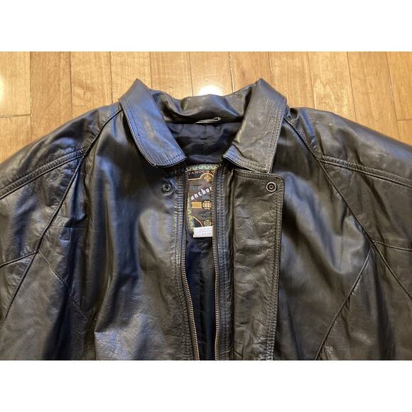 Vintage Anchor Blue Black Leather Jacket MENS LARGE *BUSTED ZIPPER - See Pics* - Picture 4 of 8